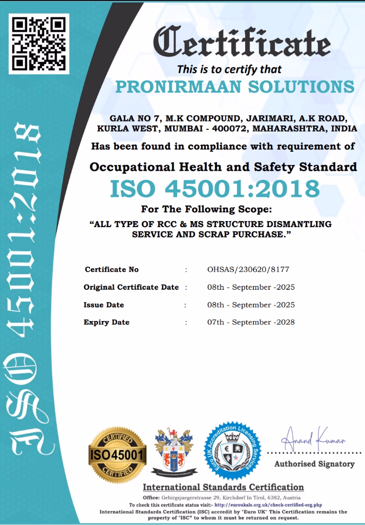 ISO 45001:2018 Certificate